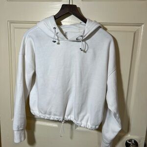 CALVIN KLEIN - White Crop Hoodie